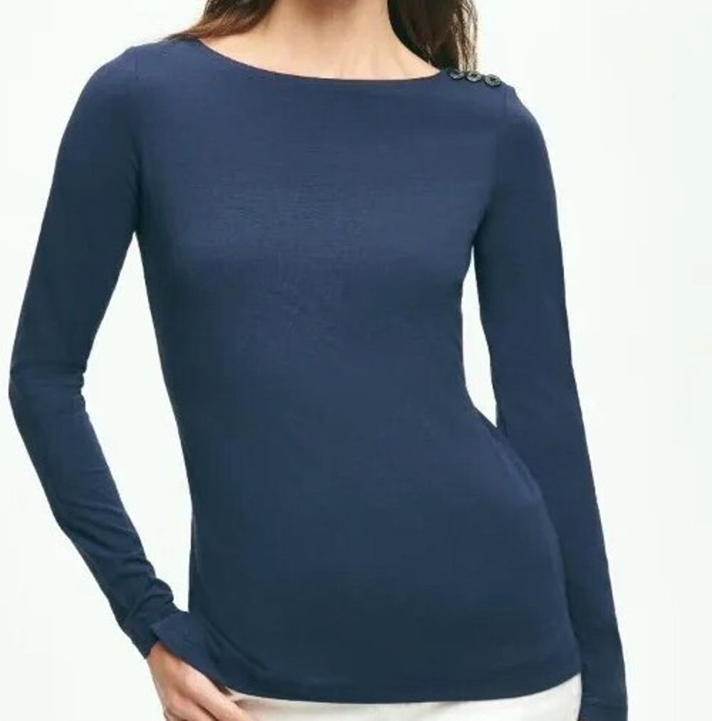 Brooks Brothers Pullover Sweater Long Sleeve Cotton Modal Blue Small A001785
